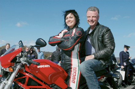 Photo courtesy LAC/W (RAAF) Kim Eager Sarah McLeod from the Ducati team with Dr Brendan Nelson. Minister for Defence Dr Brendan Nelson launched the Defence Motorcycle Awareness Campaign at the Sutton Road DriverTraining Centre, ACT near Queanbeyan on the 4th August, 2006.